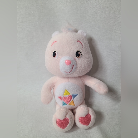 Care Bears TRUE HEART BEAR, Pastel Pink, 8" Plush 2007 Star Rare - Picture 1 of 5